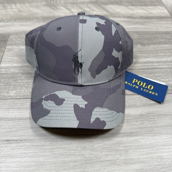 Polo Ralph Lauren‎ Stretch Twill Camo Performance Ball Cap Hat Black Gray NWT B